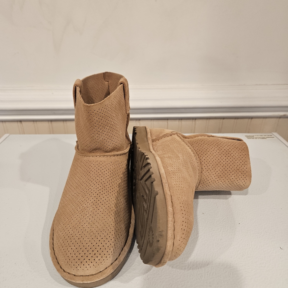 Tan Perforated Ankle Boots